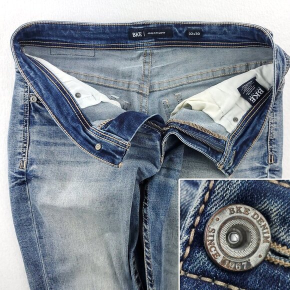 BKE Jeans Jake Straight Stretch Faded Denim Men's "32x30" Actual 34x29 - Picture 9 of 12